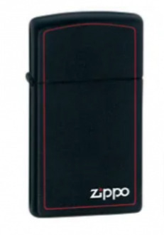 Zippo Lighter - Black Matte - Red Border (Slim)