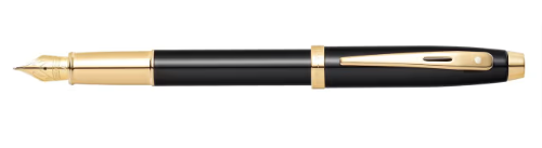 Sheaffer 100 9322 Glossy Black Fountain Pen with Gold-Tone Trim - Medium Nib