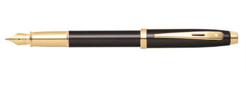 Sheaffer 100 9322 Glossy Black Fountain Pen with Gold-Tone Trim - Fine Nib