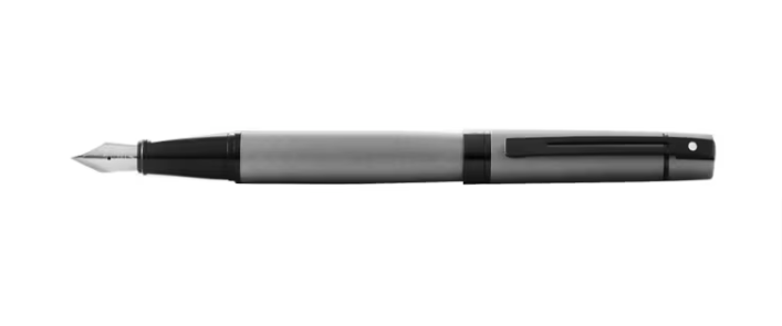 Sheaffer 300 9345 Matte Grey Fountain Pen with Black Trim - Fine Nib