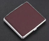 Cigarette Case Metal - Large Size - Smooth Brown Leatherette Finish