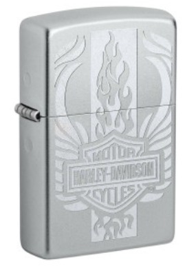 Zippo Lighter - Satin Chrome - Harley Davidson - Logo Design